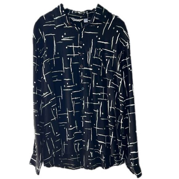 Lyng Abstract Print Blouse L Button Down Shirt - Picture 1 of 5